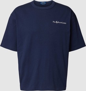 Granatowy t-shirt POLO RALPH LAUREN z bawełny z krótkim rękawem w stylu casual
