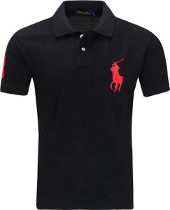 Czarna koszulka polo Ralph Lauren z nadrukiem