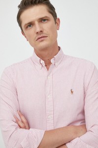 Różowa koszula POLO RALPH LAUREN w stylu casual z kołnierzykiem button down