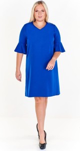 Niebieska sukienka Fokus midi z długim rękawem