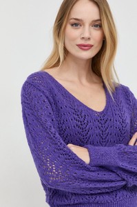 Fioletowy sweter Morgan w stylu casual z wełny