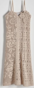 Sukienka Reserved maxi z okrągłym dekoltem z bawełny