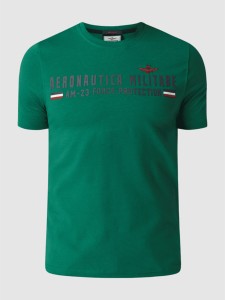 Zielony t-shirt Aeronautica Militare z krótkim rękawem