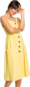Żółta sukienka Be na ramiączkach