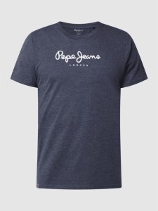Granatowy t-shirt Pepe Jeans z bawełny z krótkim rękawem