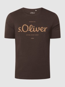 Brązowy t-shirt S.Oliver z krótkim rękawem w młodzieżowym stylu z bawełny