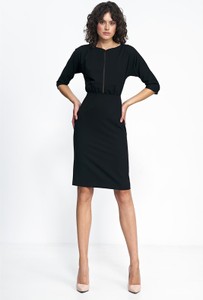 Czarna sukienka Nife mini w stylu casual z długim rękawem