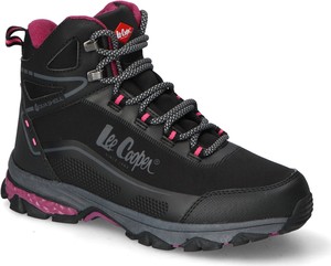 Czarne buty trekkingowe Lee Cooper sznurowane z płaską podeszwą