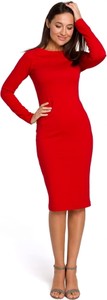 Czerwona sukienka Stylove z długim rękawem midi z bawełny