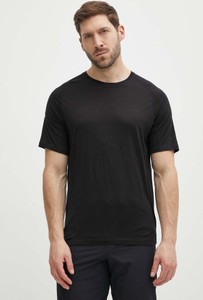 Czarny t-shirt Smartwool z wełny z krótkim rękawem