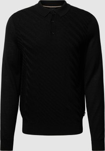 Czarny sweter Hugo Boss w stylu casual z wełny ze stójką