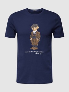 Granatowy t-shirt POLO RALPH LAUREN z nadrukiem z krótkim rękawem z bawełny