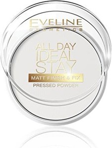 Eveline All Day Ideal Stay Matt Finish&amp;amp;Fix Pressed Powder matująco-utrwalający puder do twarzy 60 White 12g, Eveline