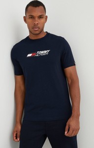 Granatowy t-shirt Tommy Hilfiger w młodzieżowym stylu
