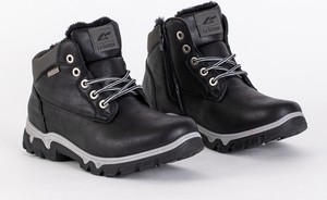 Czarne buty trekkingowe Royalfashion.pl sznurowane z płaską podeszwą