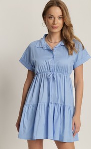Niebieska sukienka Renee mini z krótkim rękawem