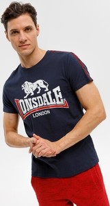 Granatowy t-shirt Lonsdale z krótkim rękawem