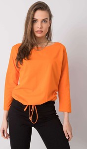 Pomarańczowa bluzka Basic Feel Good z długim rękawem z okrągłym dekoltem