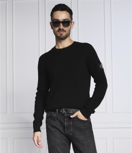 Czarny sweter Calvin Klein w stylu casual z okrągłym dekoltem