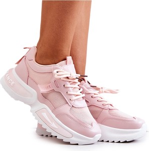 Różowe buty sportowe Pm1 z płaską podeszwą sznurowane