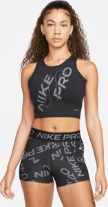 Czarna bluzka Nike z okrągłym dekoltem na ramiączkach w sportowym stylu