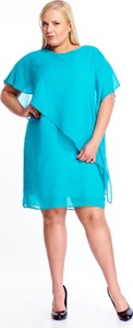 Niebieska sukienka Fokus z szyfonu wyszczuplająca