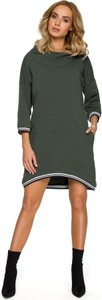 Zielona sukienka MOE z długim rękawem mini w stylu casual