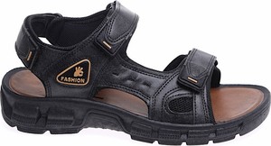 Czarne buty letnie męskie Pantofelek24 w stylu casual z klamrami