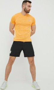 Pomarańczowy t-shirt Adidas Performance z nadrukiem z krótkim rękawem