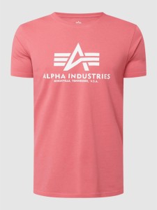 Różowy t-shirt Alpha Industries z krótkim rękawem z bawełny