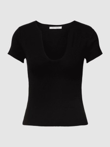 Czarny t-shirt Review z krótkim rękawem z bawełny