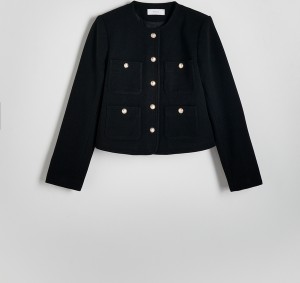 Czarna kurtka Reserved z tkaniny krótka