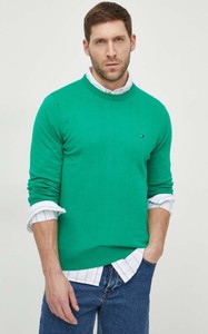 Zielony sweter Tommy Hilfiger w stylu casual z bawełny z okrągłym dekoltem