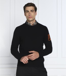 Czarny sweter Hugo Boss z wełny ze stójką