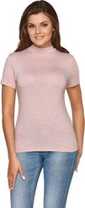 Różowa bluzka Babell w stylu casual z krótkim rękawem