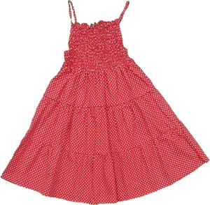 Czerwona sukienka dziewczęca Deux Ans De Vacances z bawełny w groszki