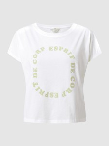 T-shirt Esprit z bawełny w młodzieżowym stylu z okrągłym dekoltem