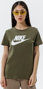 Zielony t-shirt Nike z krótkim rękawem z okrągłym dekoltem