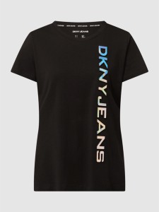 T-shirt DKNY z bawełny z okrągłym dekoltem z krótkim rękawem