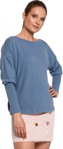 Niebieski sweter Makover w stylu casual z bawełny