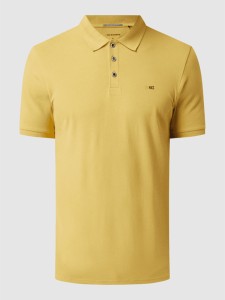 Żółta koszulka polo No Excess z bawełny w stylu casual z krótkim rękawem
