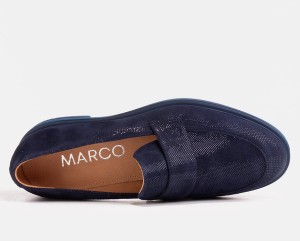 Granatowe półbuty Marco Shoes z płaską podeszwą