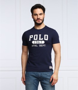 Niebieski t-shirt POLO RALPH LAUREN w młodzieżowym stylu z krótkim rękawem