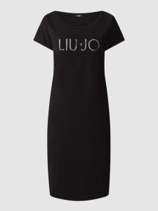 Czarna sukienka Liu-Jo z dżerseju mini z krótkim rękawem