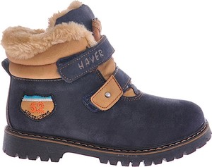 Granatowe buty dziecięce zimowe Pantofelek24 na rzepy dla chłopców