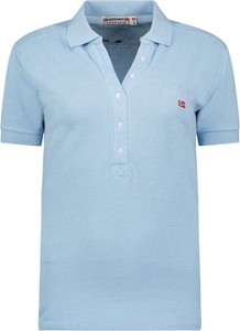 Niebieski t-shirt Geographical Norway w stylu casual z bawełny z krótkim rękawem