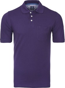 Fioletowa koszulka polo Redmond w stylu casual z bawełny z krótkim rękawem