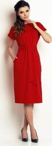 Czerwona sukienka Awama z krótkim rękawem