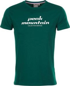 Zielony t-shirt Peak Mountain z krótkim rękawem z bawełny w młodzieżowym stylu