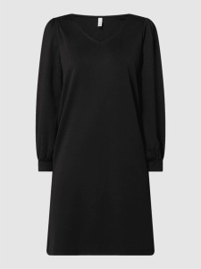 Czarna sukienka Soyaconcept z dekoltem w kształcie litery v mini z długim rękawem